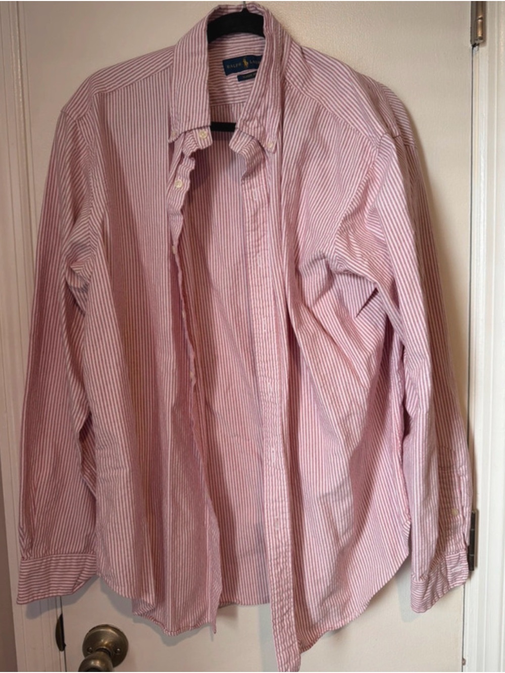 Ralph Lauren Pink and White Striped Button-Down Shirt